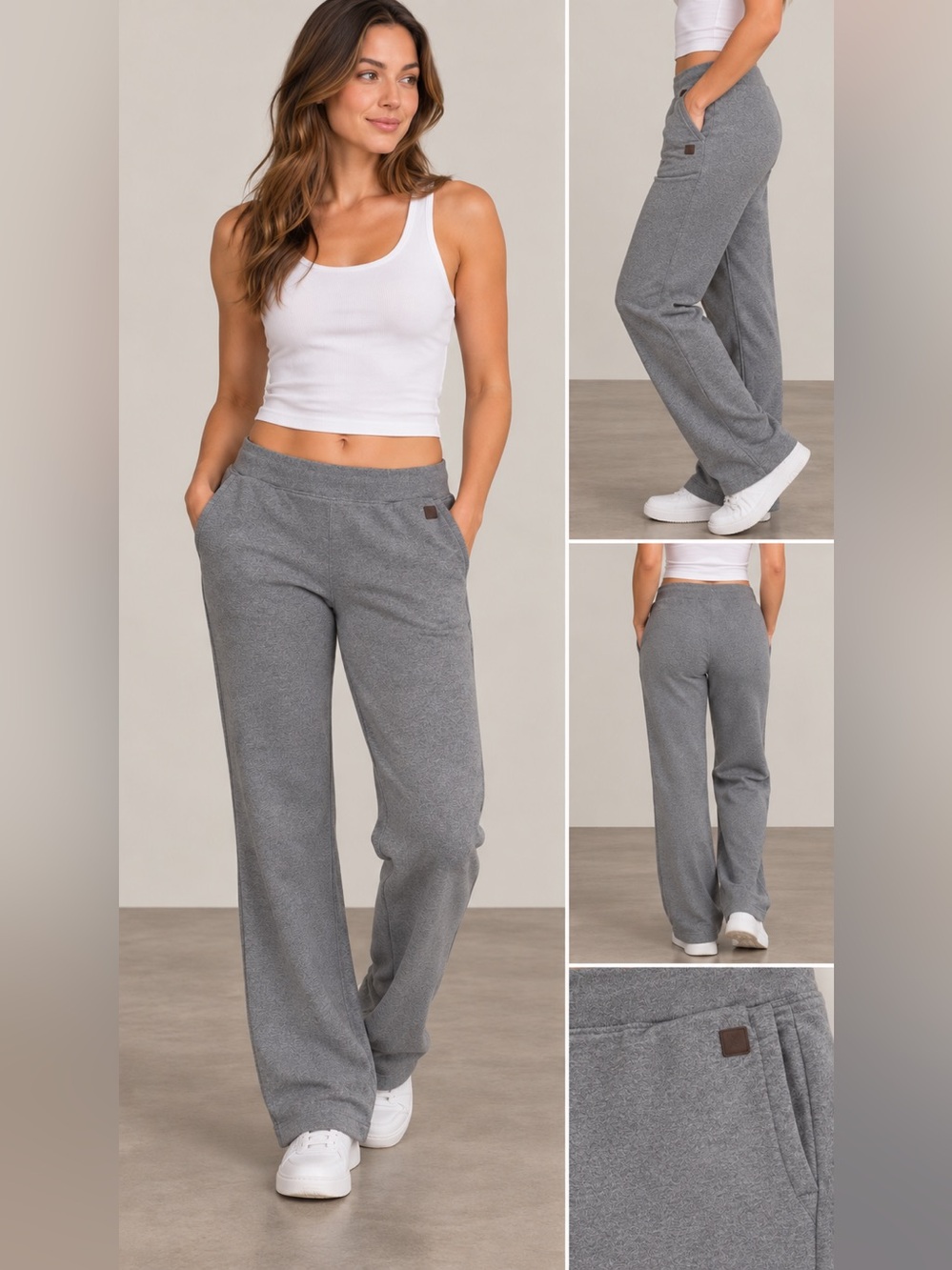 NWT Roots Tagish Sweatpants Cozy Wide-Leg Fleece Pants - Gray